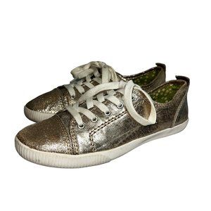 Boden Gold Metallic Canvas Low-Profile Lace-Up Sneakers Size 38 or 7